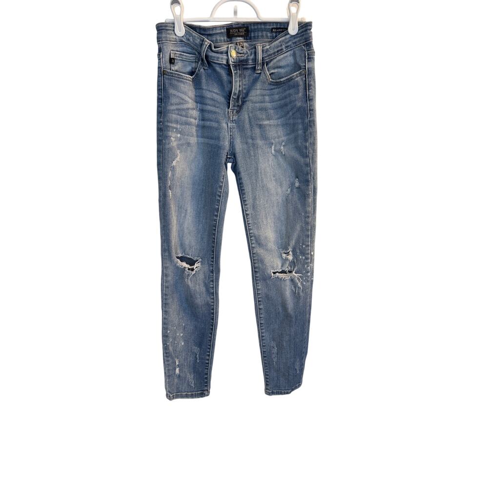 Judy Blue Jeans Women's Blue Relaxed Fit Denim Slight Distressed‎ Sz 9/29